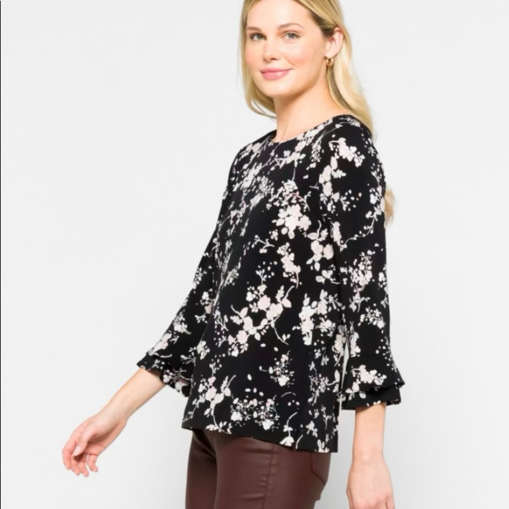 Karl Lagerfield Paris Trumpet Sleeve Knot Top XL